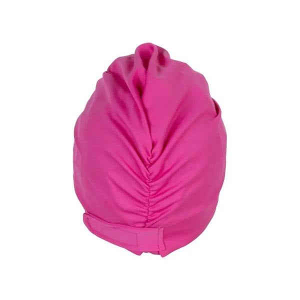 Hot pink satin Fashy Turban Fabric Swim Cap with bow detail