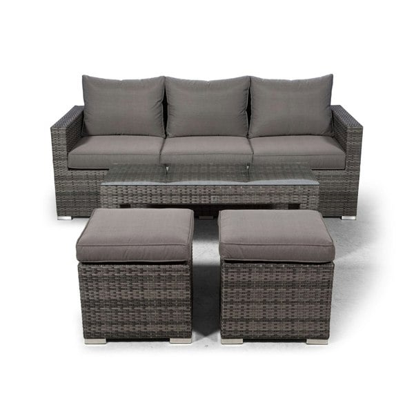 Giardino Sydney Rattan 3 Seater Sofa Set with Coffee Table and 2 Stools