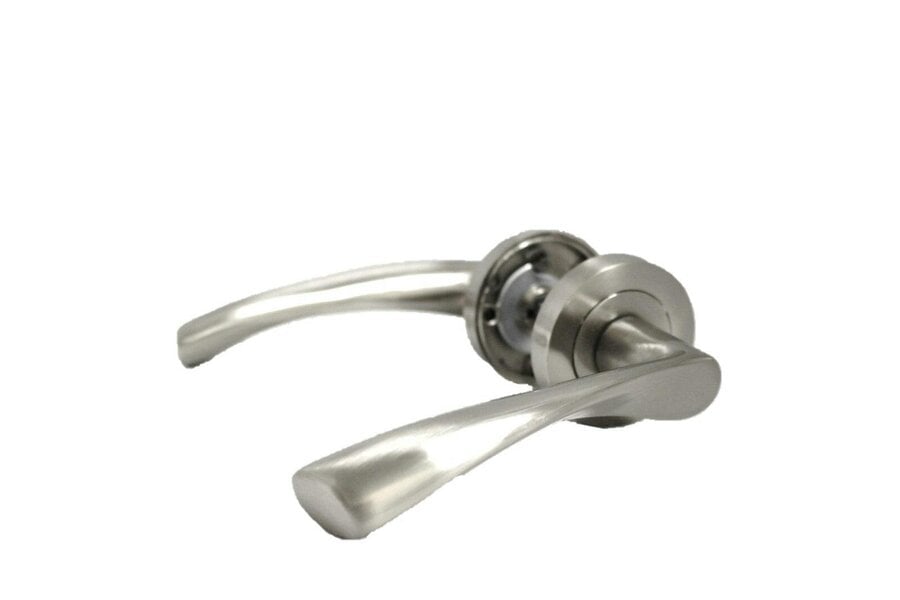 EDH Door Hardware Satin Nickel Twist Door Handles + Latches Set Internal Lever on Rose 1 Pair