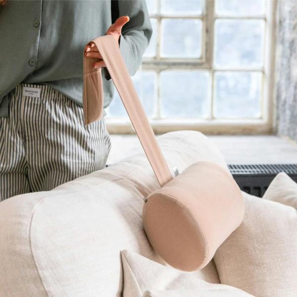Rest-a-Head - Armchair Head/ Neck Rest weighted support fixing strap black beige- Putnams