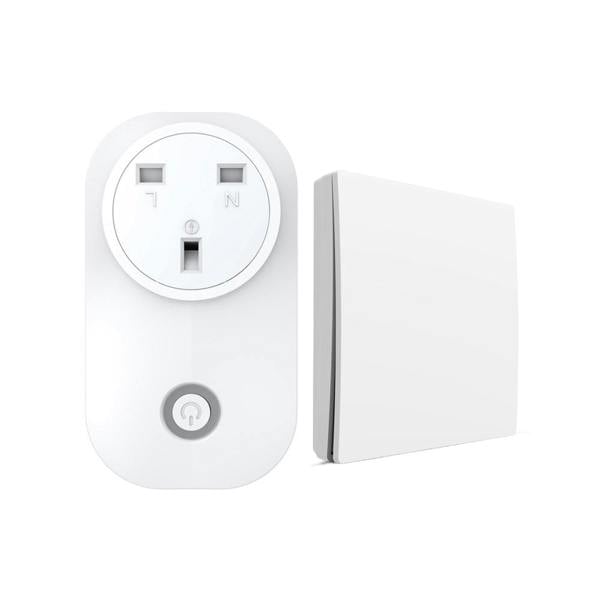 ENER-J 13A Wireless Plug Adapter + 1 Gang Switch Eco Series, White Body, Wireless Turn On/Off any appliance