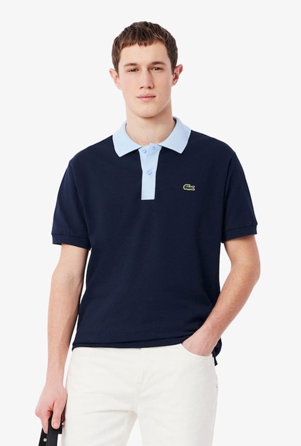 Lacoste Men's Classic Fit Contrast Collar L.12.12 Polo Shirt - Navy