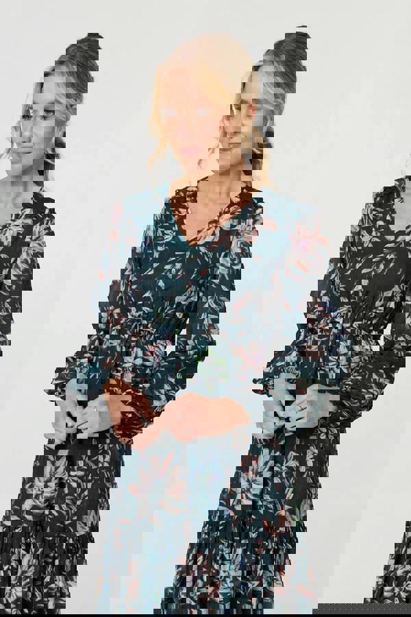 Green | Floral Long Sleeve Relaxed Maxi Dress