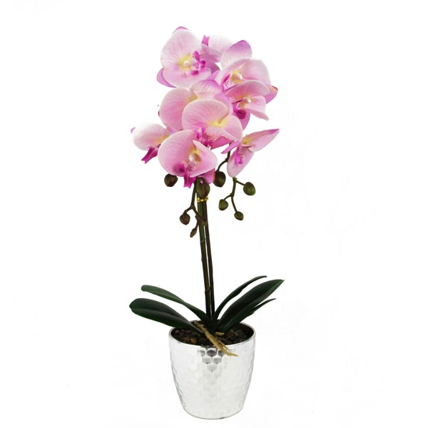 Leaf 50cm Phalaenopsis Orchid Artificial - Light Pink Silver