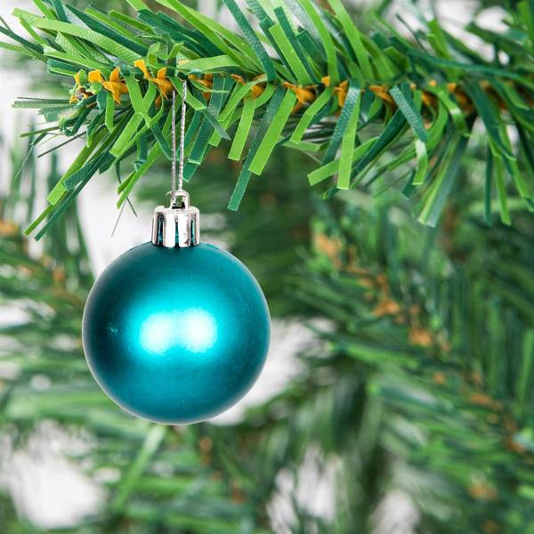 Shatchi 5cm Shatterproof Teal Blue Christmas Baubles Set for Tree and Festive Display