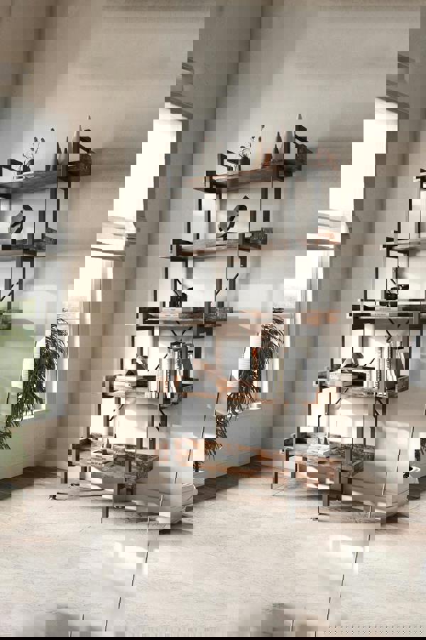 Living and Home 5 Tier Industrial Shelving Unit Bookcase