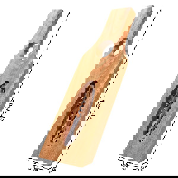 Wooden corkscrew with dimensions labeled on a white background
