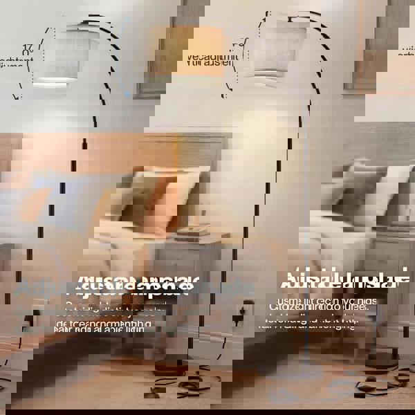 Emitto Arc Floor Lamp 4 Color Temperatures Standing Lamp with Remote Foot Switch