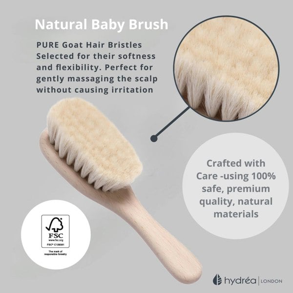 Hydréa London Baby Bliss Bed + Bath Newborn Gift Set - Baby Brush + Bamboo Wash Mitt