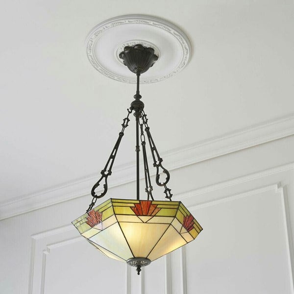 Tiffany Glass Hanging Ceiling Pendant Light Bronze & Art Deco Lamp Shade i00147 Loops