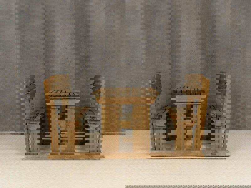 Alders Rounded Picnic Table and Benches Set with Backrest – Rustic Finish Wooden Outdoor Dining Set for Gardens and Patios