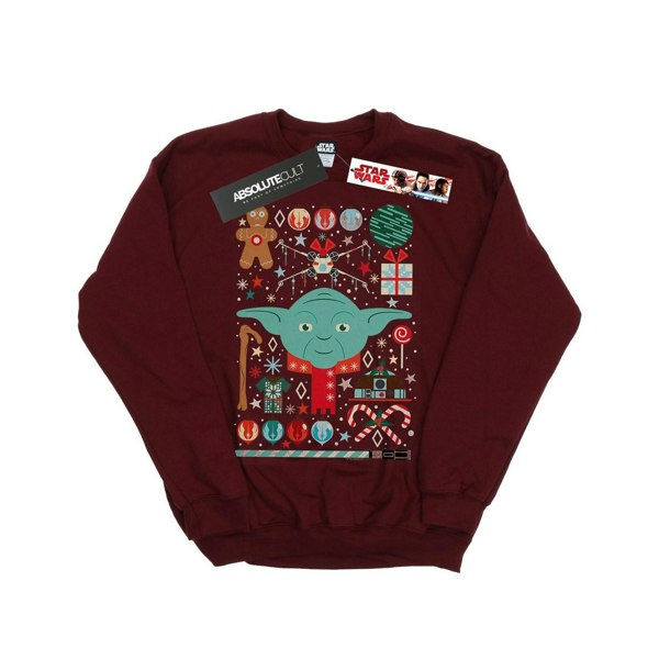 Star Wars Boys Yoda Christmas Sweatshirt - Burgundy