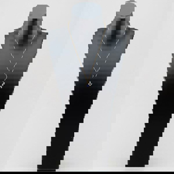 T. H. Baker 9ct Yellow Gold Blue Cubic Zirconia Heart Halo Pendant Necklace NBD026YSA TRACEY9-18