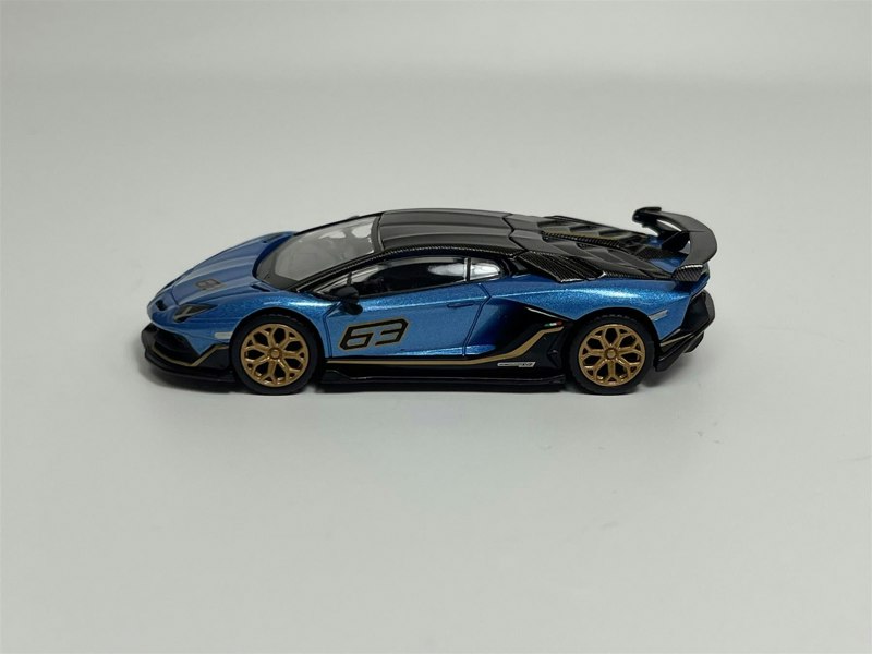 Mini GT Lamborghini Aventador SVJ 63 Blu Aegir LHD 1:64 Scale MGT00784L