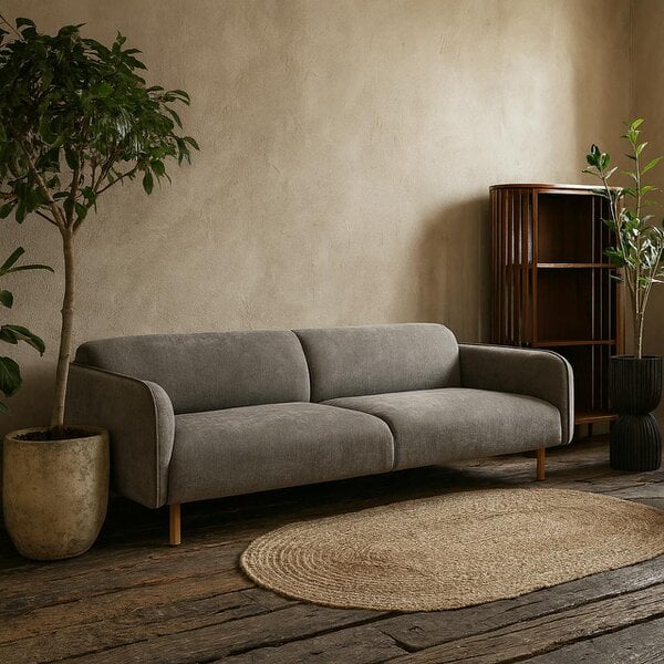 Wyld Haus Cambridge 3 Seater Upholstered Sofa in Fay Dusty Brown Fabric
