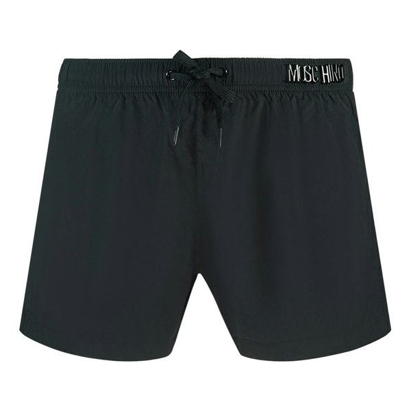 Moschino Branded Metal Logo Black Shorts - Black