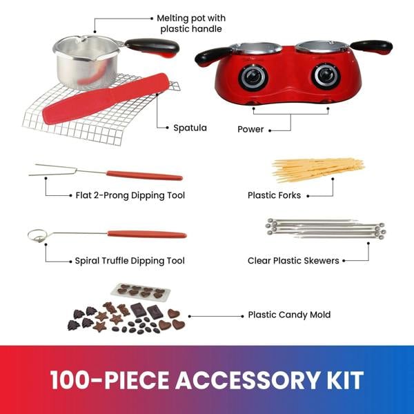 Total Chef Chocolate Melting Pot  500g Electric Fondue Set for Candy Making, Dipping & Desserts