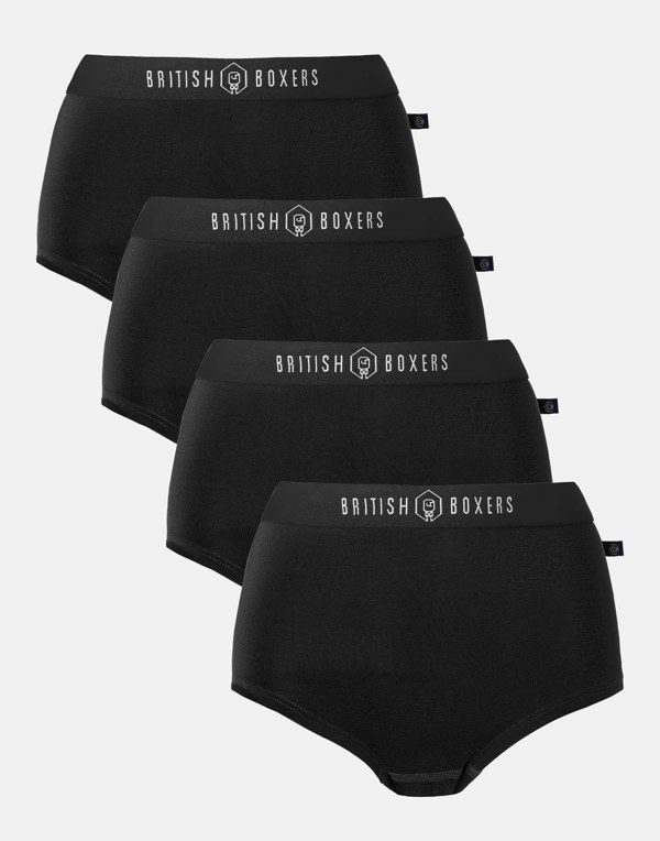 British Boxers Multipack 4 Pairs of Bamboo Hipster Boxer Briefs – Kohl Black