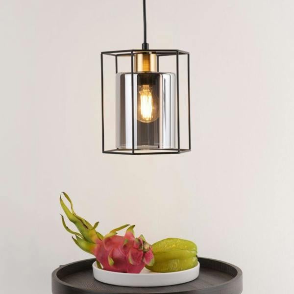 Pagazzi Lighting Sabrina 1 Light Black and Smoked Glass Pendant Ceiling Light