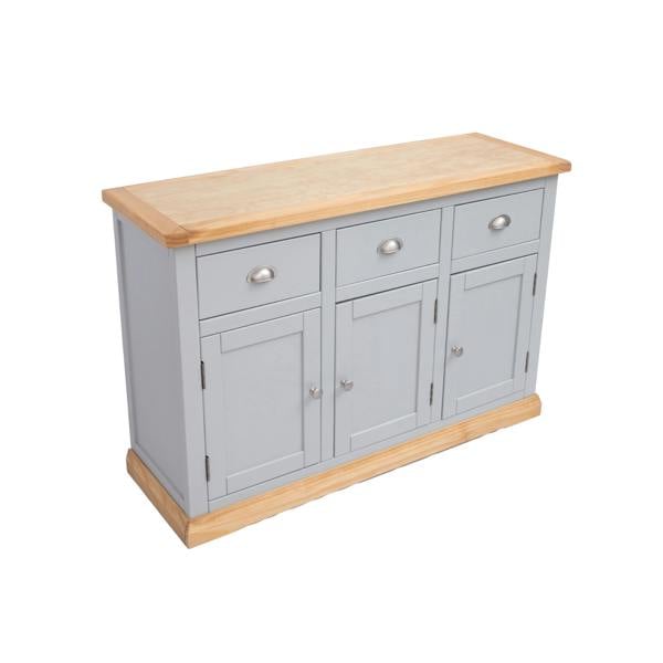 Cabinet Bits Bomporto Light Grey 3 Drawer 3 Door Sideboard Chrome Cup Handle