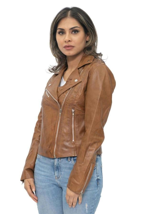 Infinity Leather Womens Leather Biker Jacket-Zanzibar