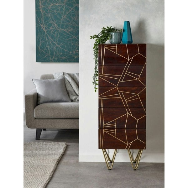 IH Design Tall Chest of drawers Bishop Dark Mango