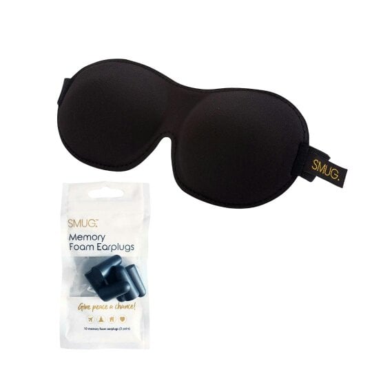 SMUG Contoured 3D Blackout Sleep Mask - Black - Sleep Mask & Black Earplugs