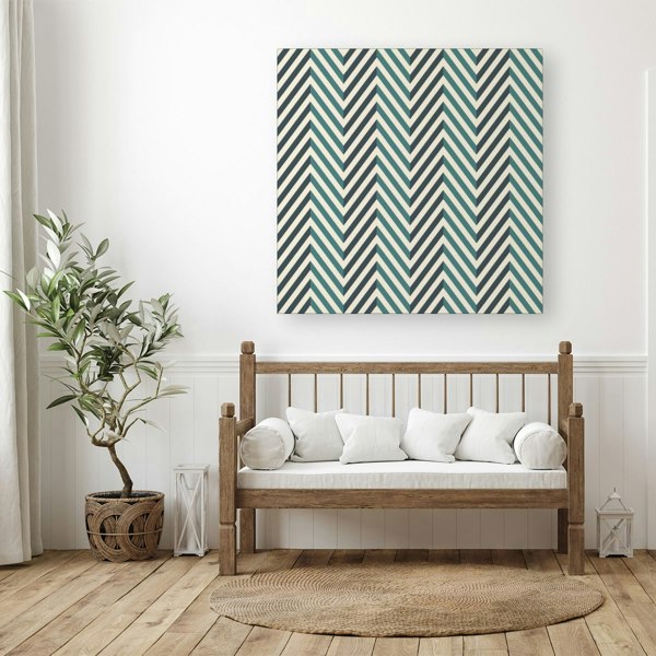 Warren Reed Geometric Herringbone Chevron Blues Canvas