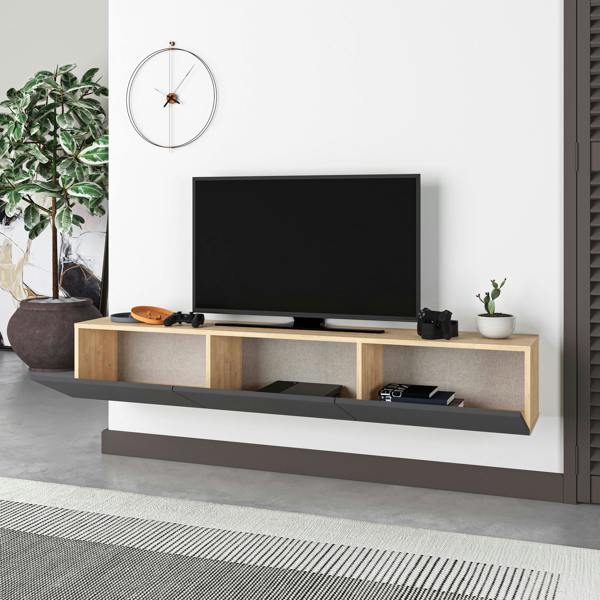 Decortie Francy Modern Wall Mounted TV Unit 55" Multimedia Centre 180cm