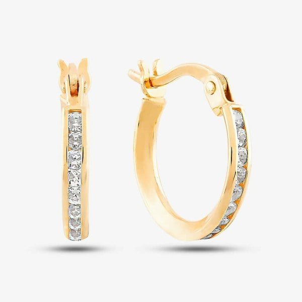 T. H. Baker 9ct Yellow Gold Cubic Zirconia Creole Earrings 1.58.8359