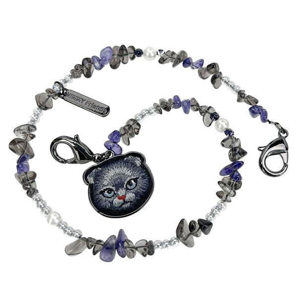 Nimmy Friends Nimmy Big Eye Cute Pet Black Cat Mobile Phone Chain Bag Charm Crystal Bracelet Black - N-CXMC-SL-03