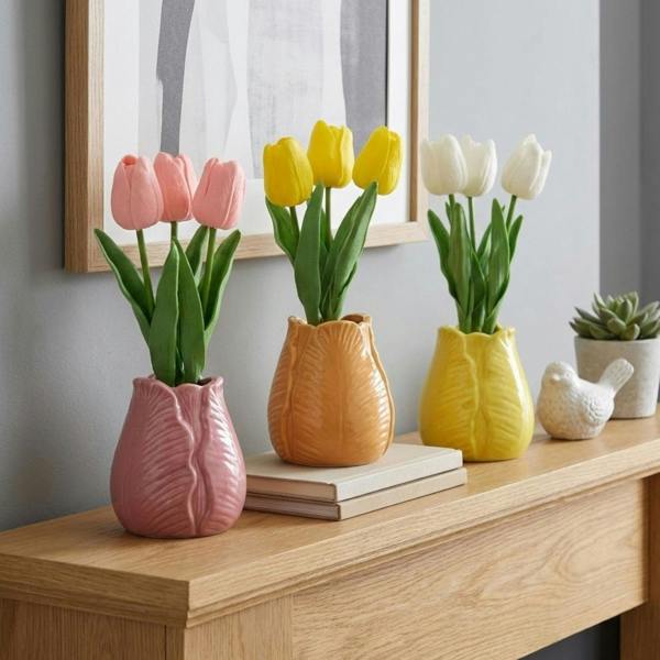 Garden Greatness Trio Artificial Tulip In Vase Set