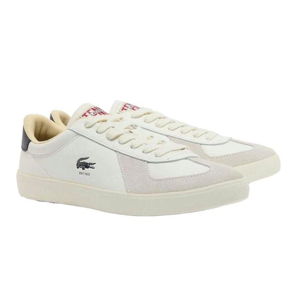 Lacoste Mens Baseshot Pro Leather Trainers - White/Navy - 