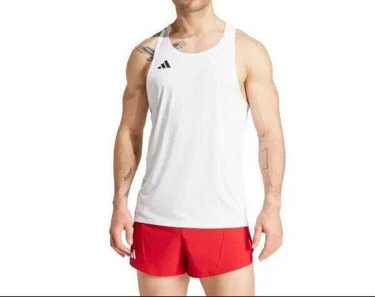 Adidas Adizero Essentials Mens Running Singlet Vest White IX2853