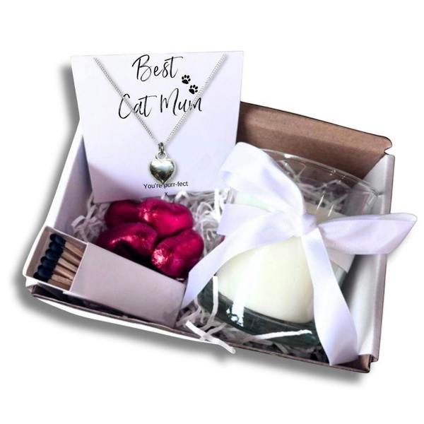 Aye Do Gifts Small Best Cat Mum Gift Hamper Necklace Chocs & Candle
