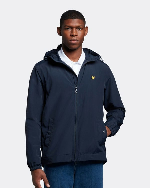 Lyle & Scott Branded Hooded Short Lightweight Jacket - Navy Blue