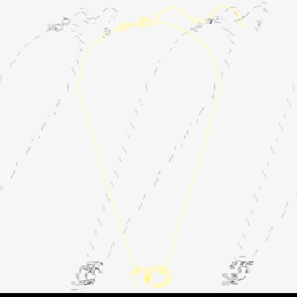 Swarovski Dextera White Interlocking Loop Gold Tone Plated Necklace 5668820