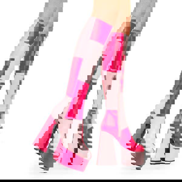 Lamoda Gemini PinkPU FuchsiaPU Platform Knee High Boots Bold Chic Statement