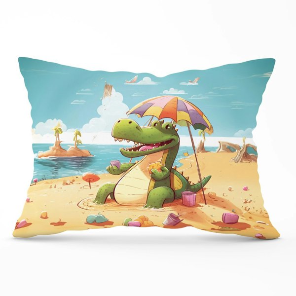 Warren Reed A Crocodile On A Beach Holiday Cushions