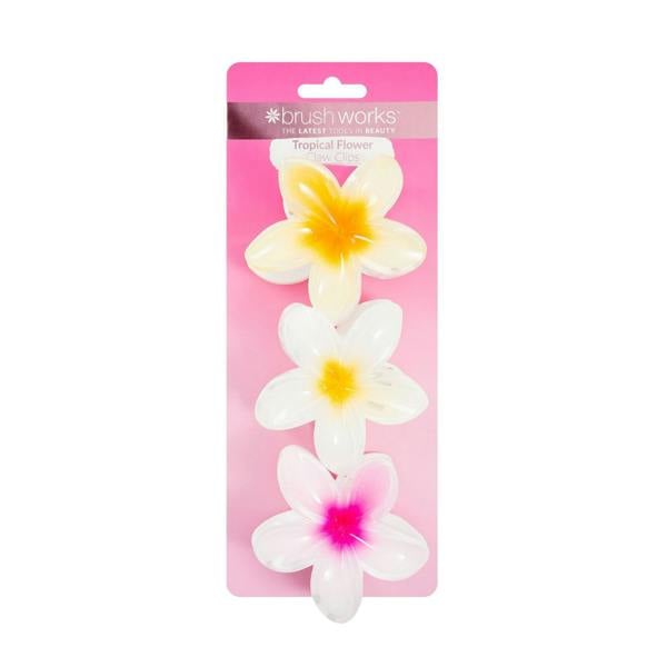 Brushworks Tropical Flower Claw Clips - 3 Pack