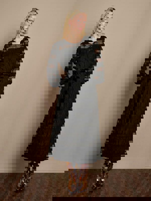 GWD Petunia Black Jersey Lace Midi Dress