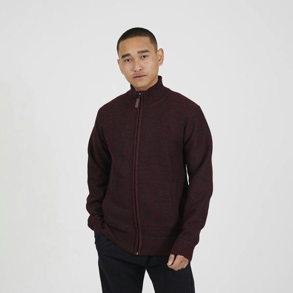 Brave Soul Burgundy Funnel Neck Jumper with Fleece Lining - Burgundy Image 1