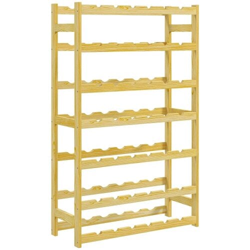 Bobobiy 42-Bottle Wooden Wine Rack - Natural Finish