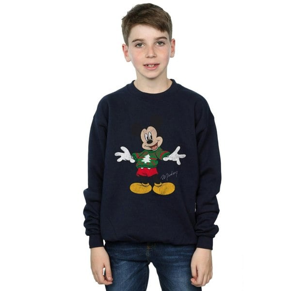 Disney Boys Mickey Mouse Christmas Jumper Sweatshirt - Navy Blue