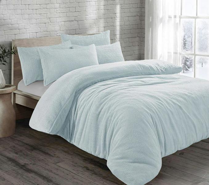 Teddy Fleece Duck Egg Duvet Cover Set