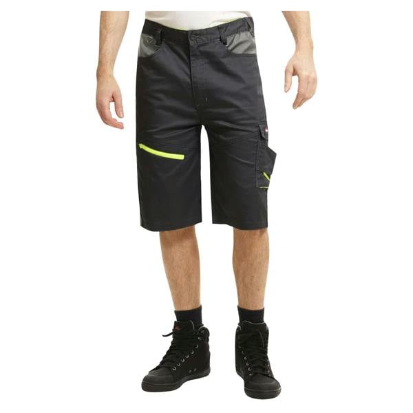 Lee Cooper Mens Stretch Reflective Multi Pocket Cargo Shorts - Black/Grey - 