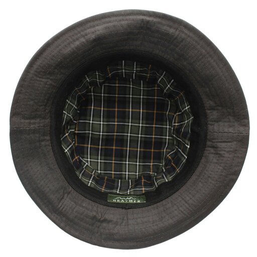 Heather Hats & Accessories Water Resistant Waxed Cotton Bucket Hat, Checked Cotton Lining, Outdoor Wear, Brown