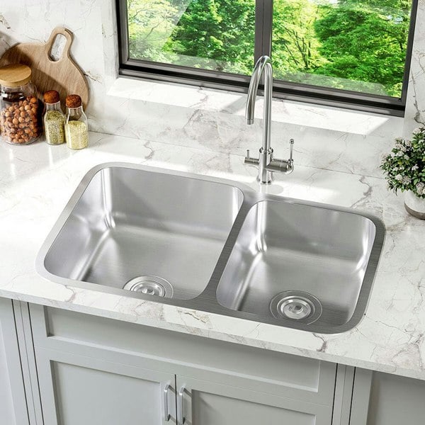 Built-In Stainless Steel Double Kitchen Sink Living and Home