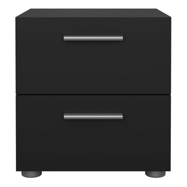 Wyld Haus Daejeon Black Wooden Bedside Table 2 Drawers