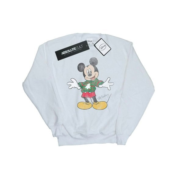 Disney Boys Mickey Mouse Christmas Jumper Sweatshirt - White